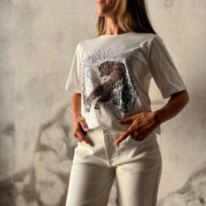 Bawełniany t-shirt z nadrukiem Pulz Jeans r. S/M