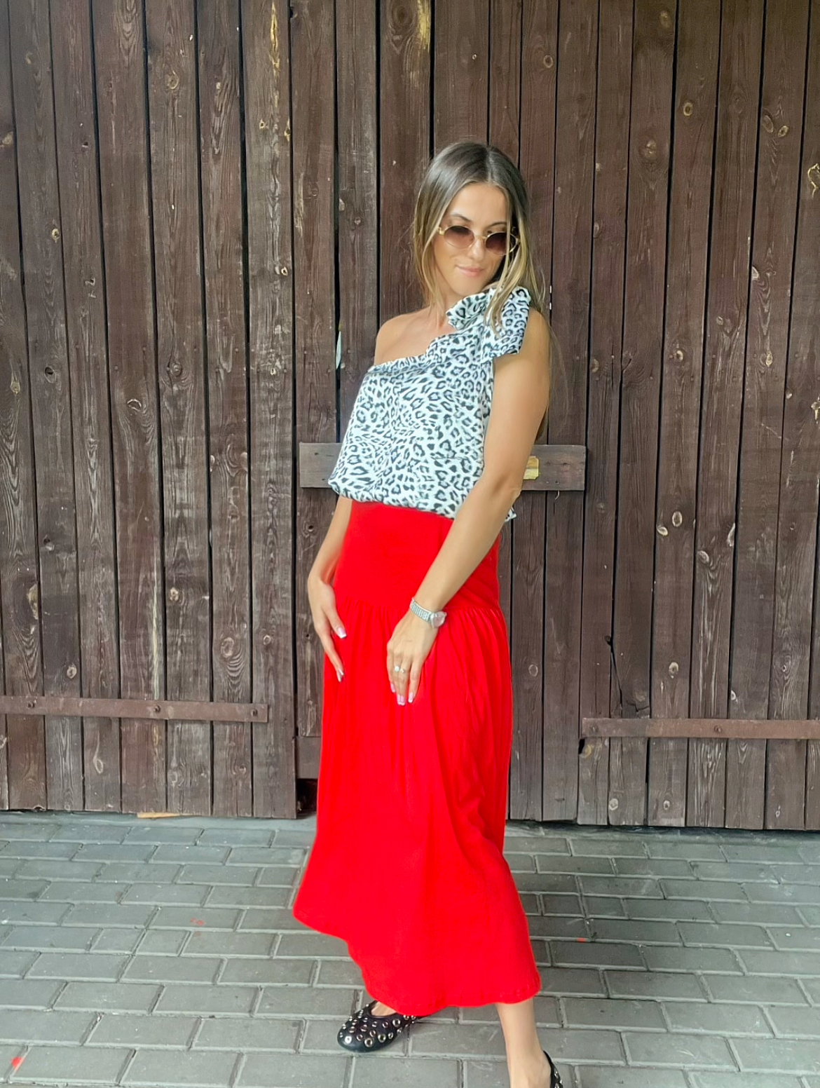 Bluzka na jedno ramię w panterkę r. M Soaked in Luxury