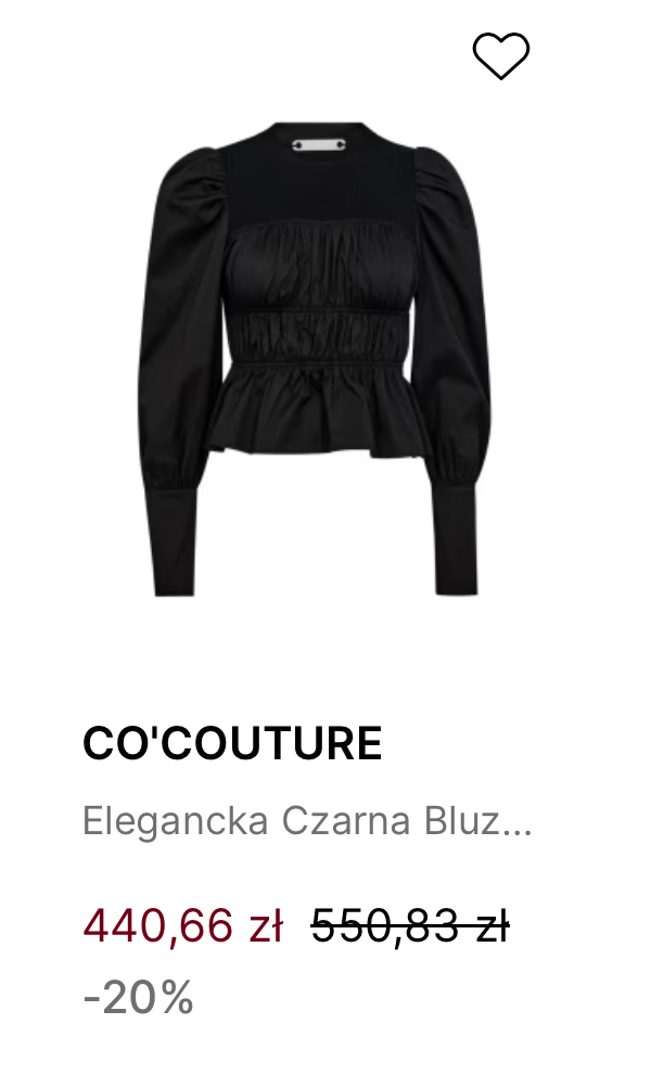 Czarna bluzka ze ściągaczem Co'couture r. S 36 - obrazek 2