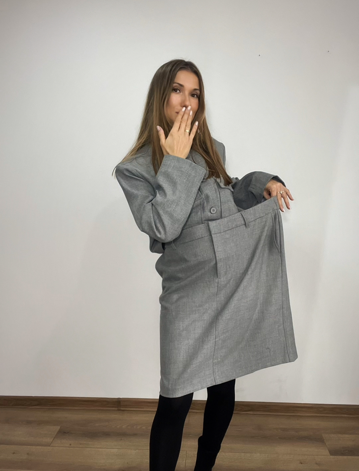 Szara spódnica r. 44 XXL Fransa - obrazek 2
