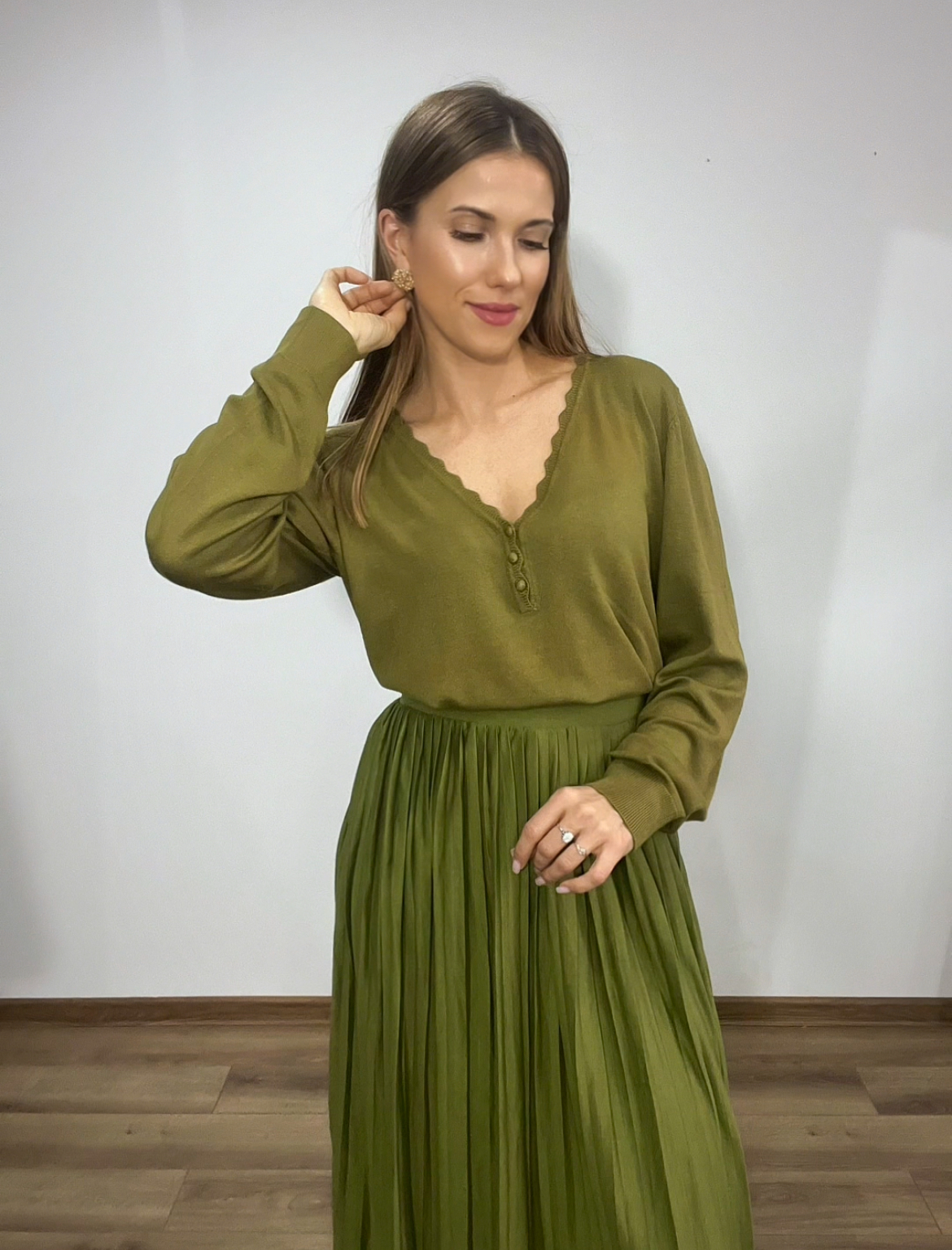 Zielony sweter z wiskozy Ichi r. S 36 - obrazek 3