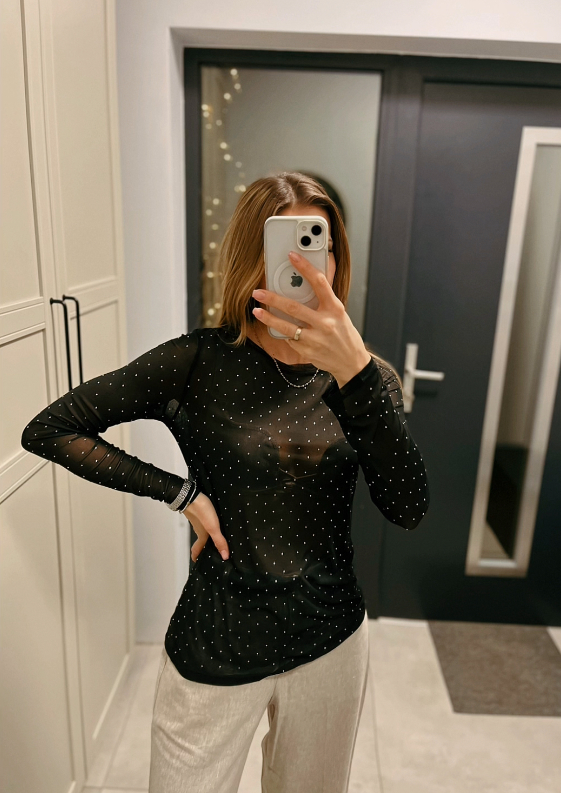 Czarna bluzka z cekinami Co'couture r. S 36 - obrazek 4