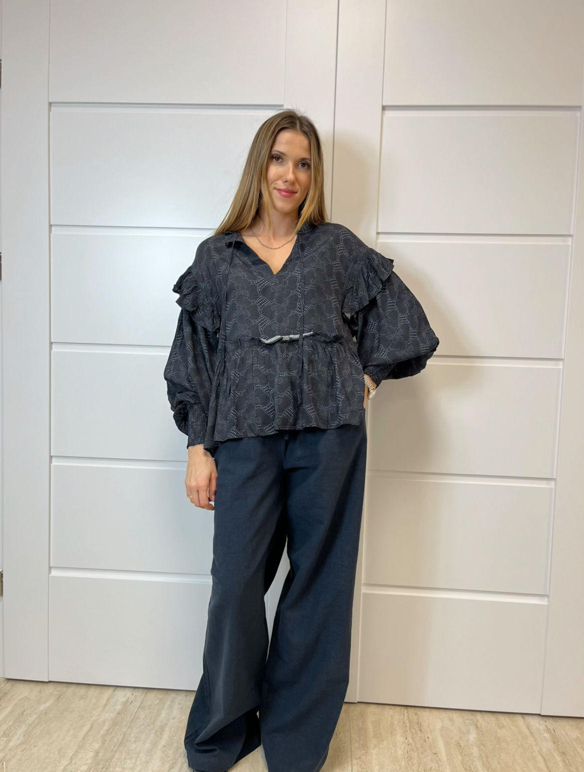 Bluzka w kwiaty z baskinką Co'couture 100 % wiskoza r. XL 42