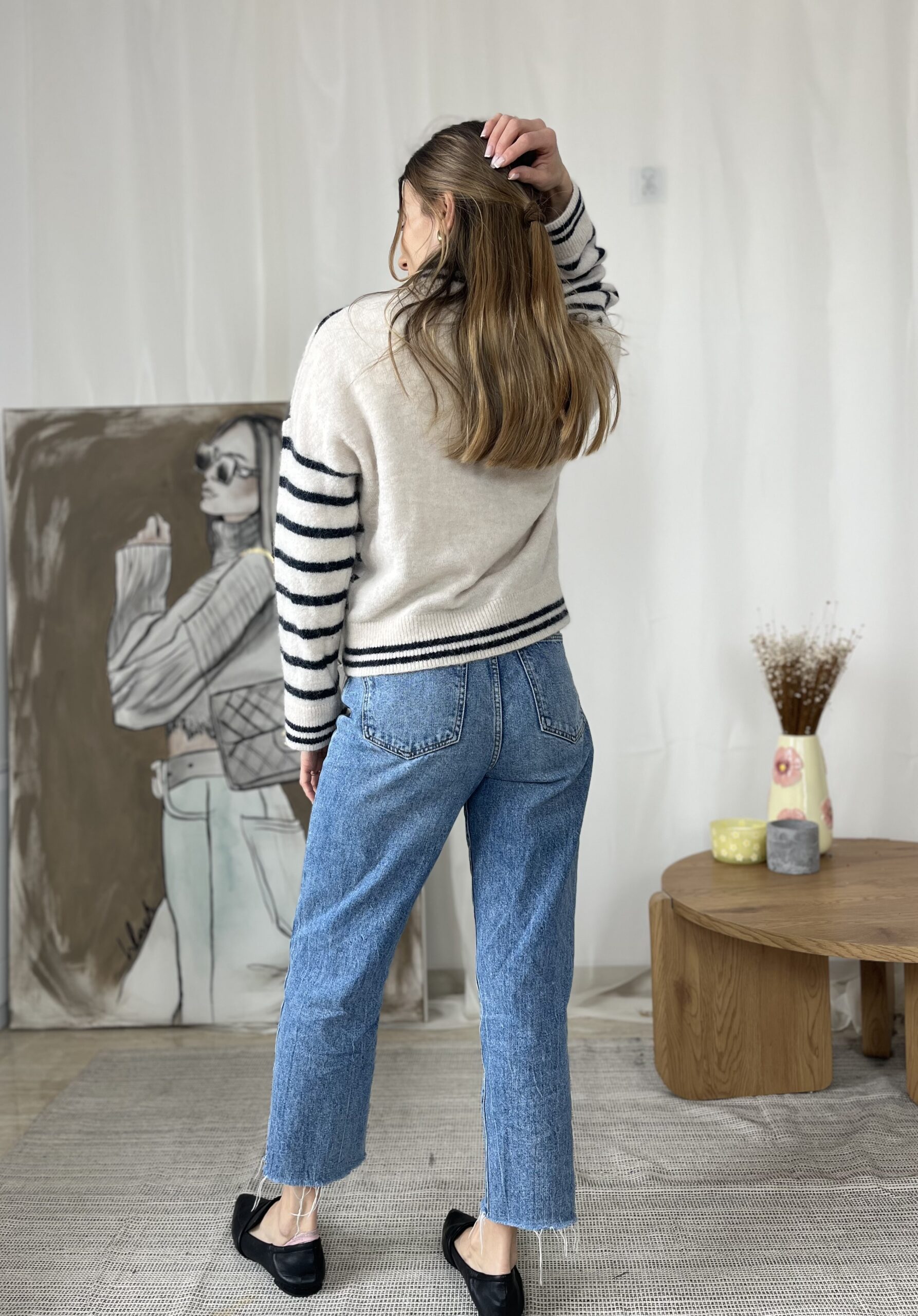 Wełniany sweter w paski wełna alpaka Selected Femme r. S 36 - obrazek 2