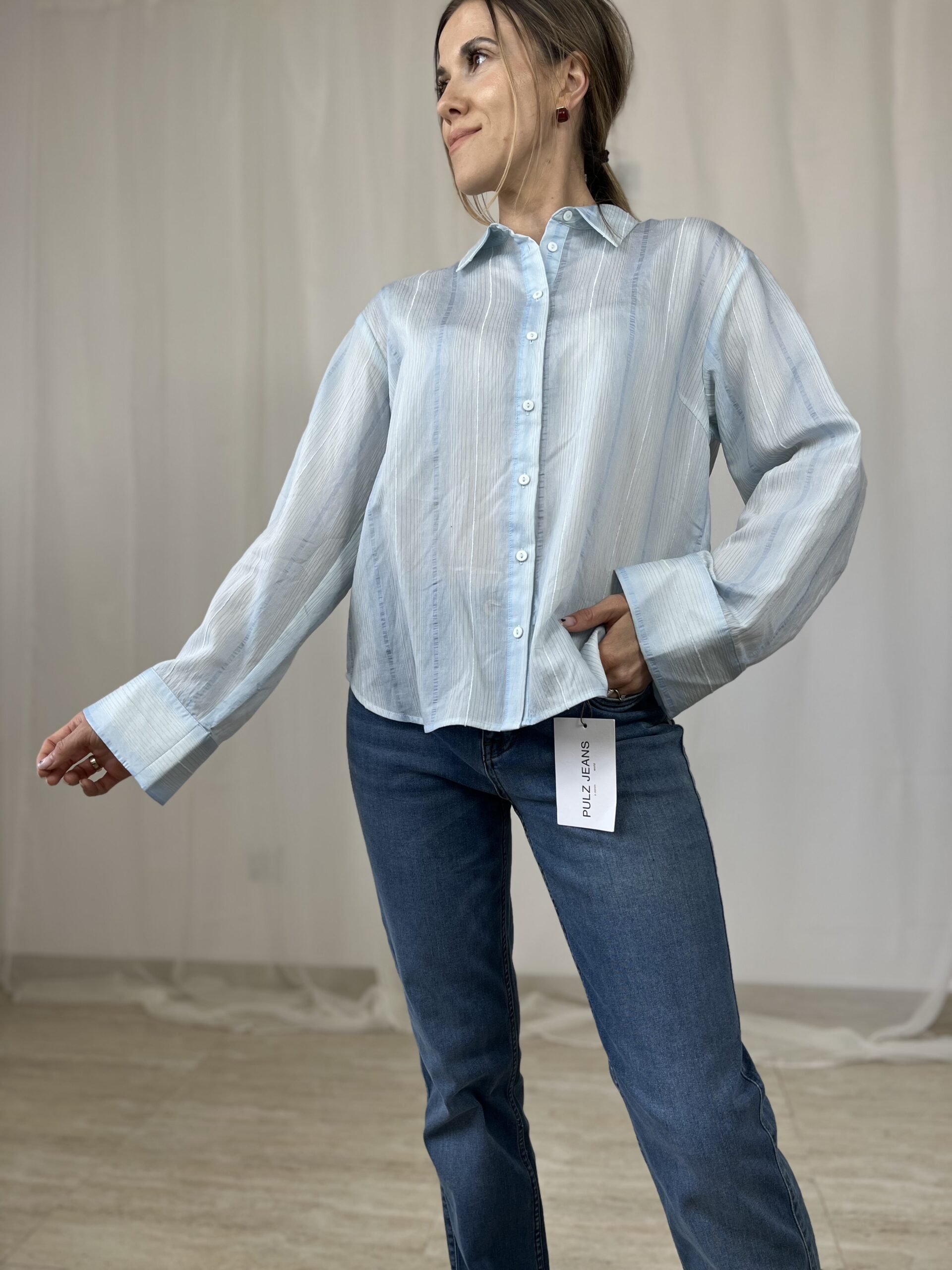 Niebieska koszula w paski Co'couture r. S/M - obrazek 3