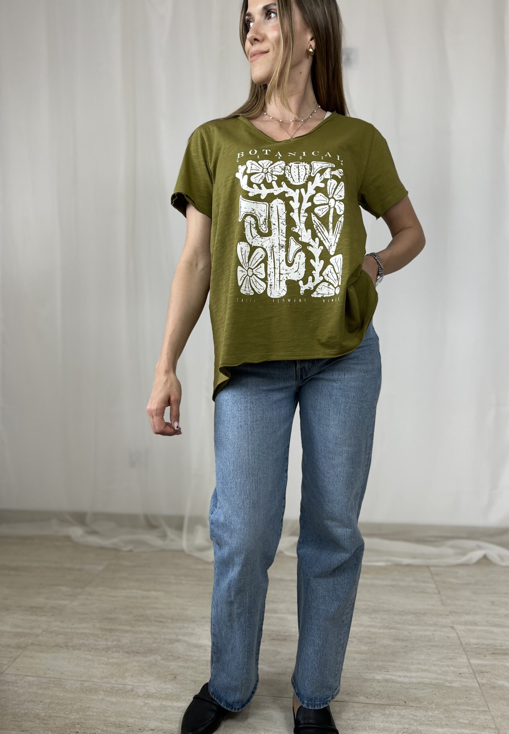 Zielony bawełniany t-shirt r. M/L Cream