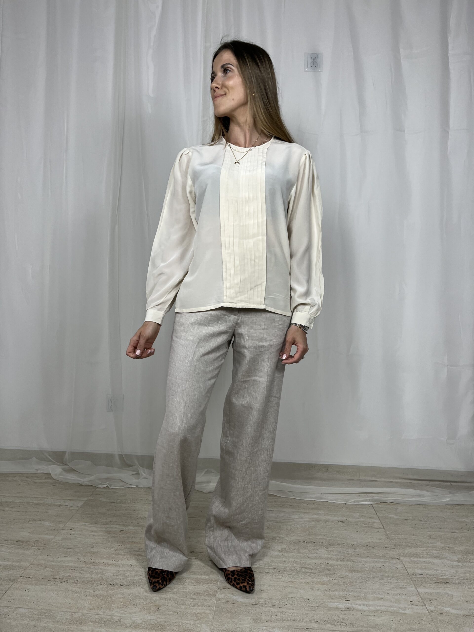 Kremowa bluzka Laura & Jayne Collection r. M 38 100 % jedwab silk - obrazek 4