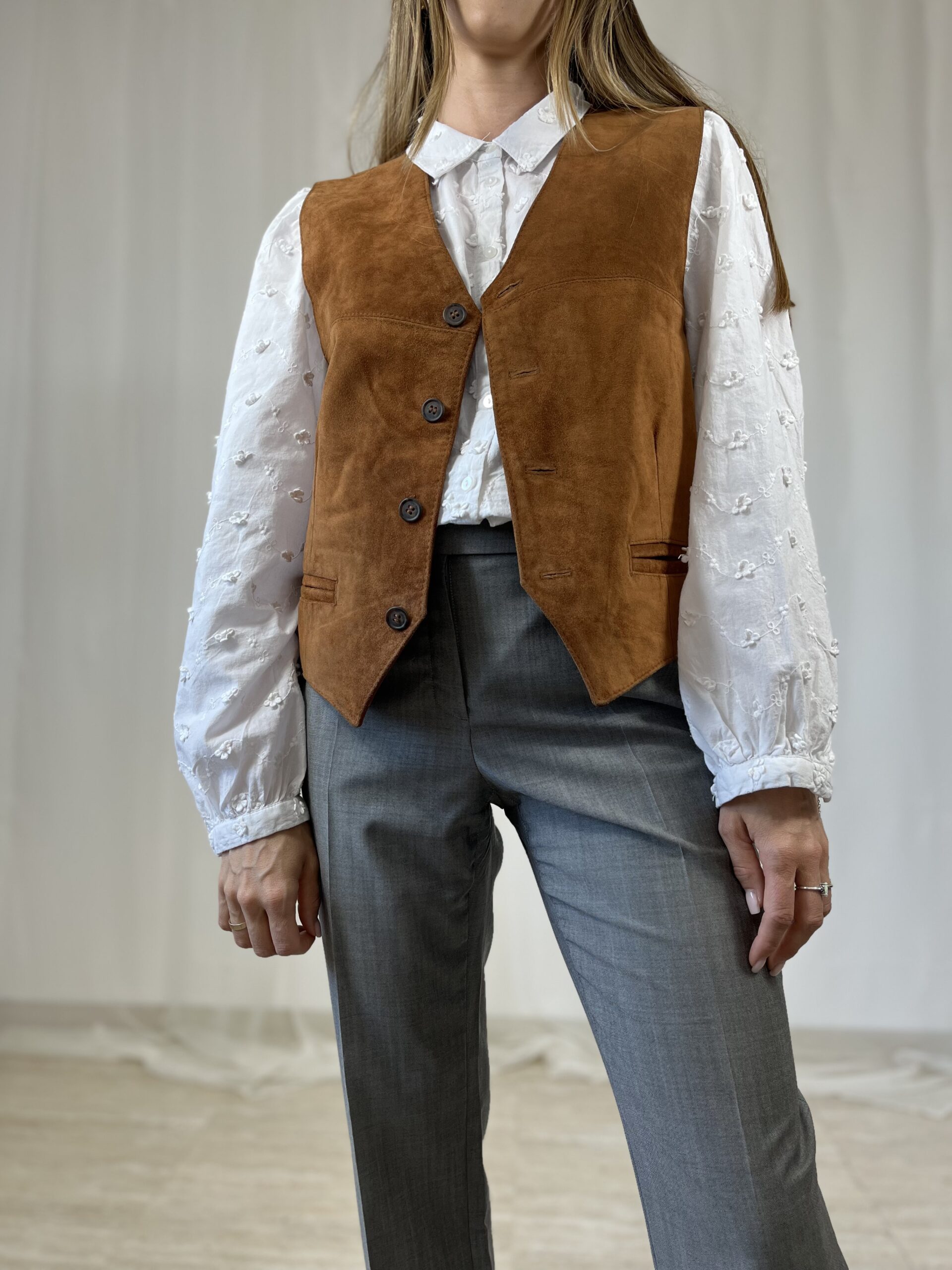 Skórzana zamszowa kamizelka skóra naturalna r. M/L Vera Pelle - obrazek 3