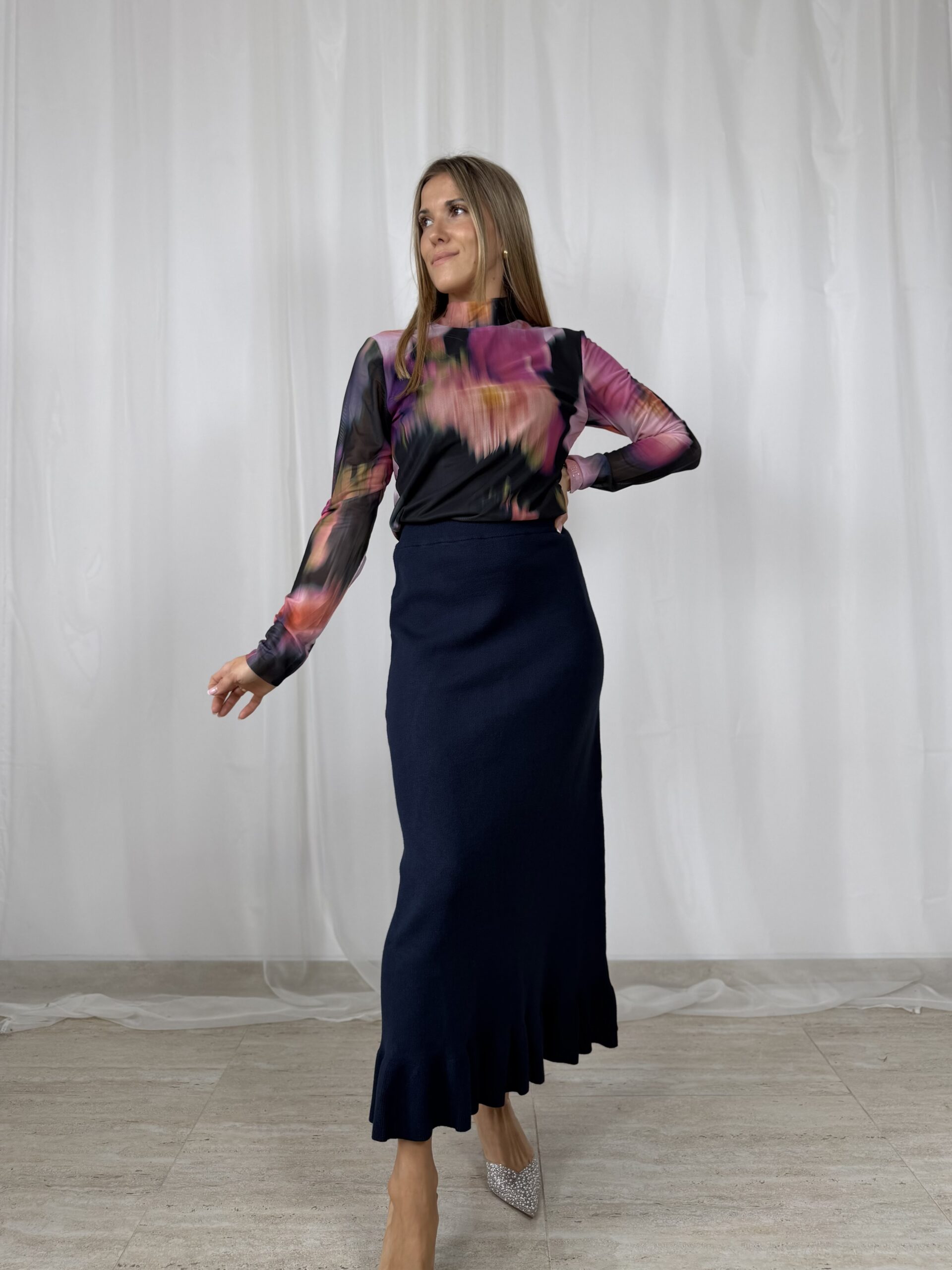 Granatowa dzianinowa spódnica maxi r. M/L YAS