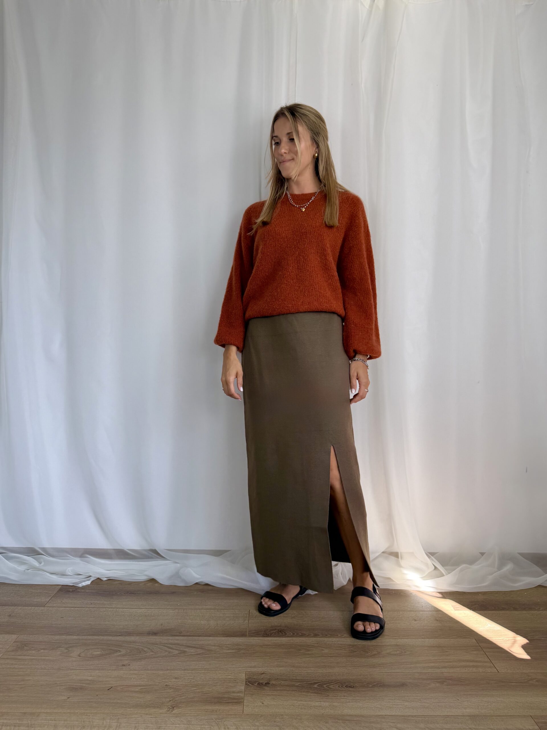 Dzianinowa spódnica maxi khaki r. L/XL Gestuz