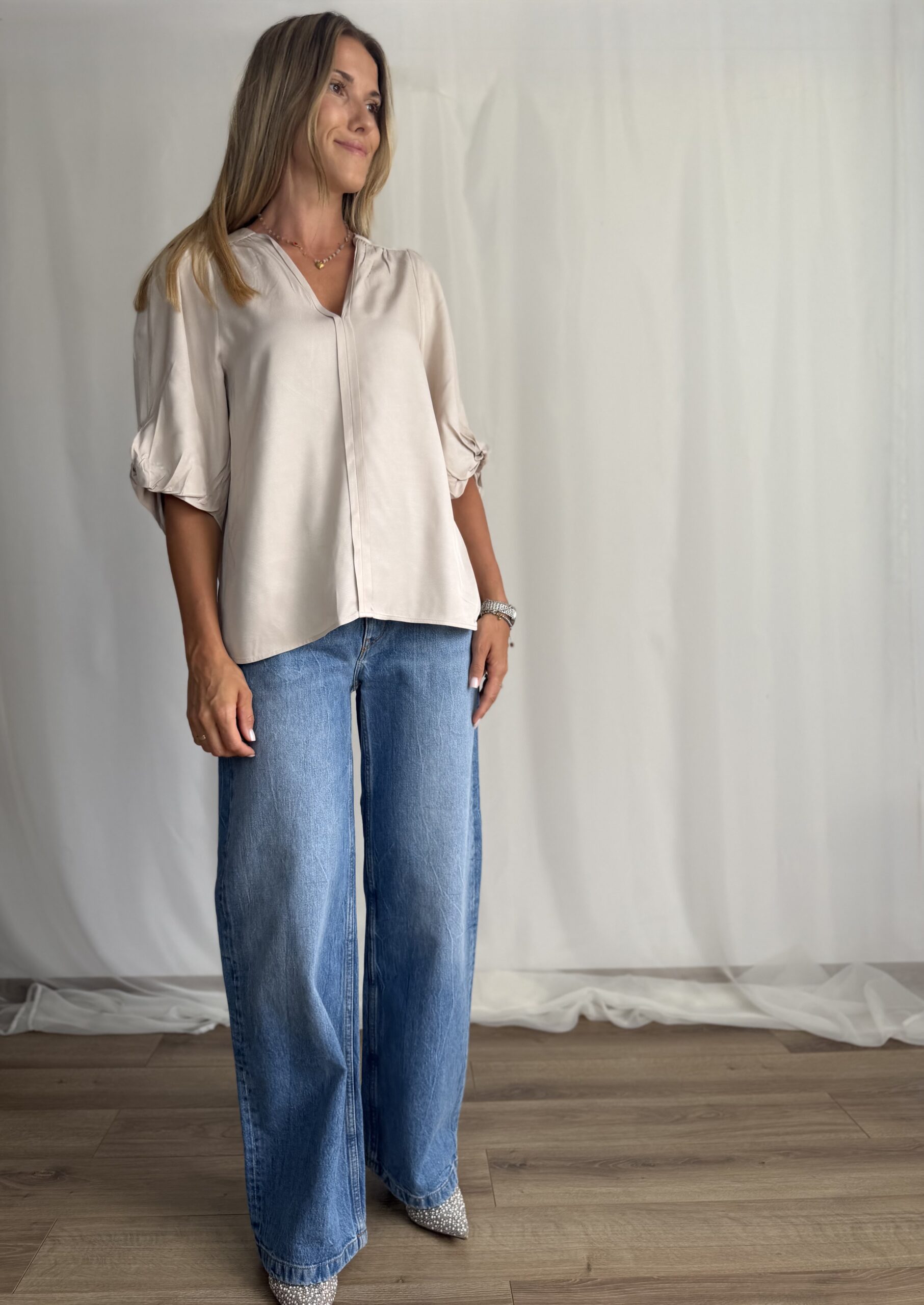 Beżowa bluzka InWear Copenhagen r. S 36 - obrazek 2