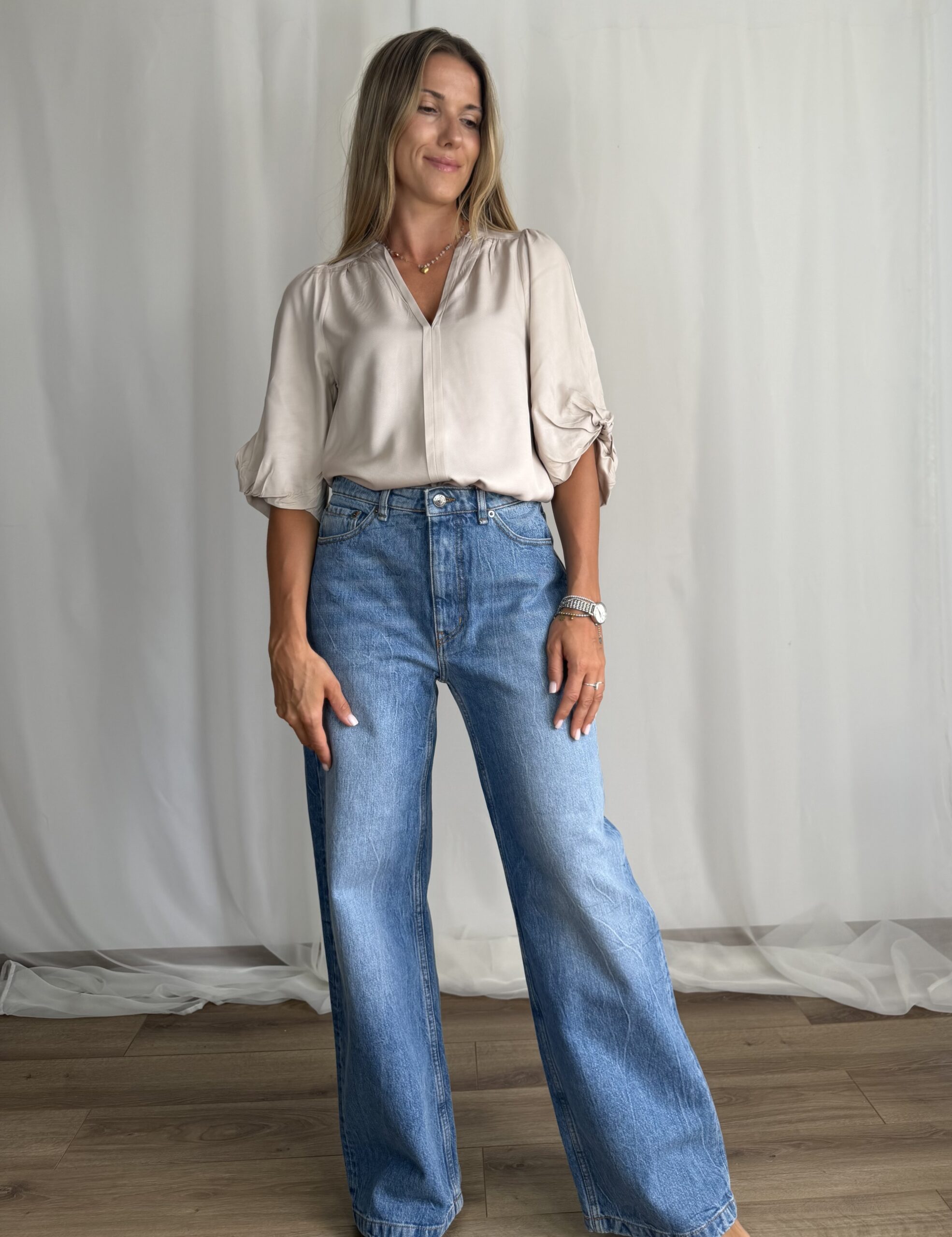 Beżowa bluzka InWear Copenhagen r. S 36 - obrazek 3