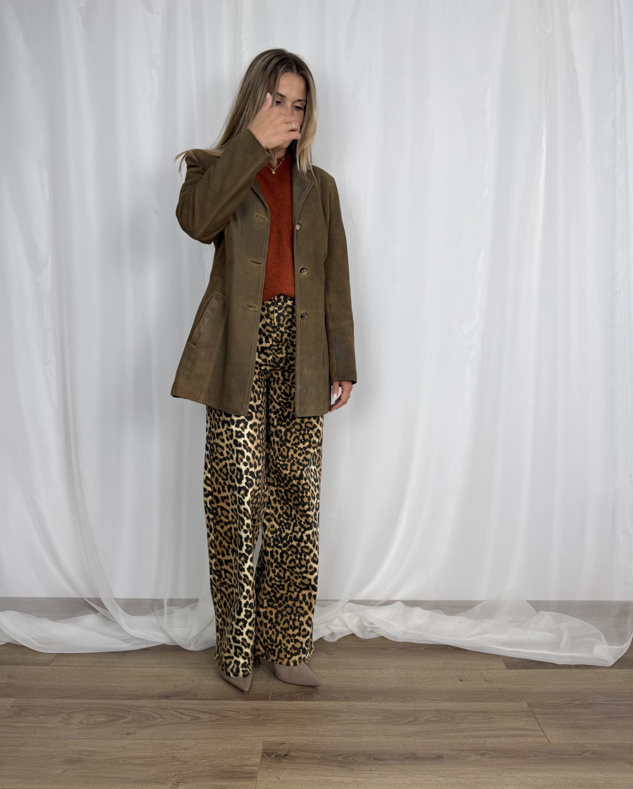 Skórzana kurtka marynarka khaki postarzana vintage r. S/M Bulur skóra naturalna - obrazek 4