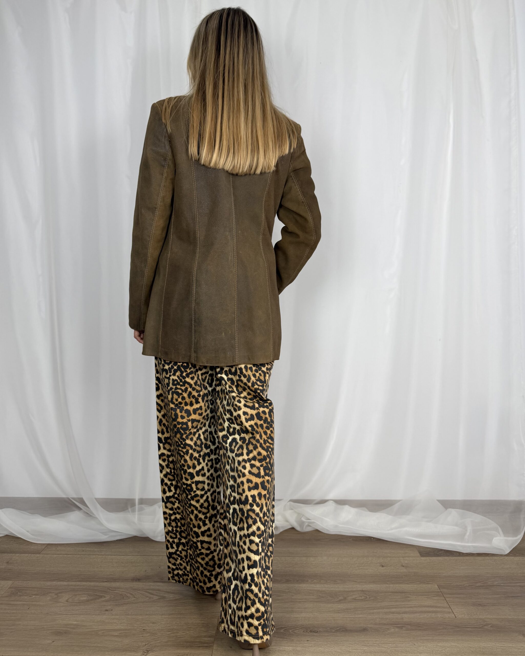 Skórzana kurtka marynarka khaki postarzana vintage r. S/M Bulur skóra naturalna - obrazek 6