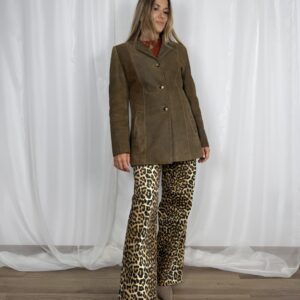 Skórzana kurtka marynarka khaki postarzana vintage r. S/M Bulur skóra naturalna